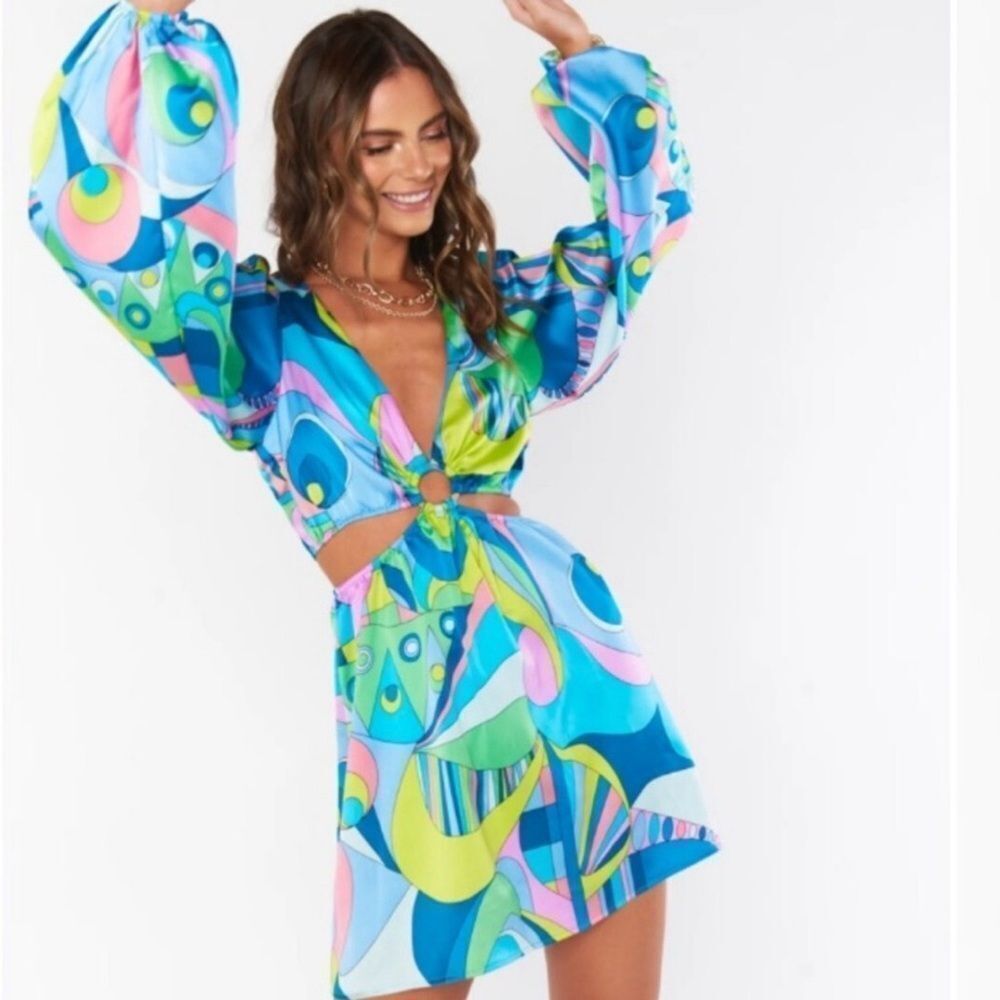 Show Me Your Mumu Women's Go Out Cut Out Mini Dress Multi Color Size Small